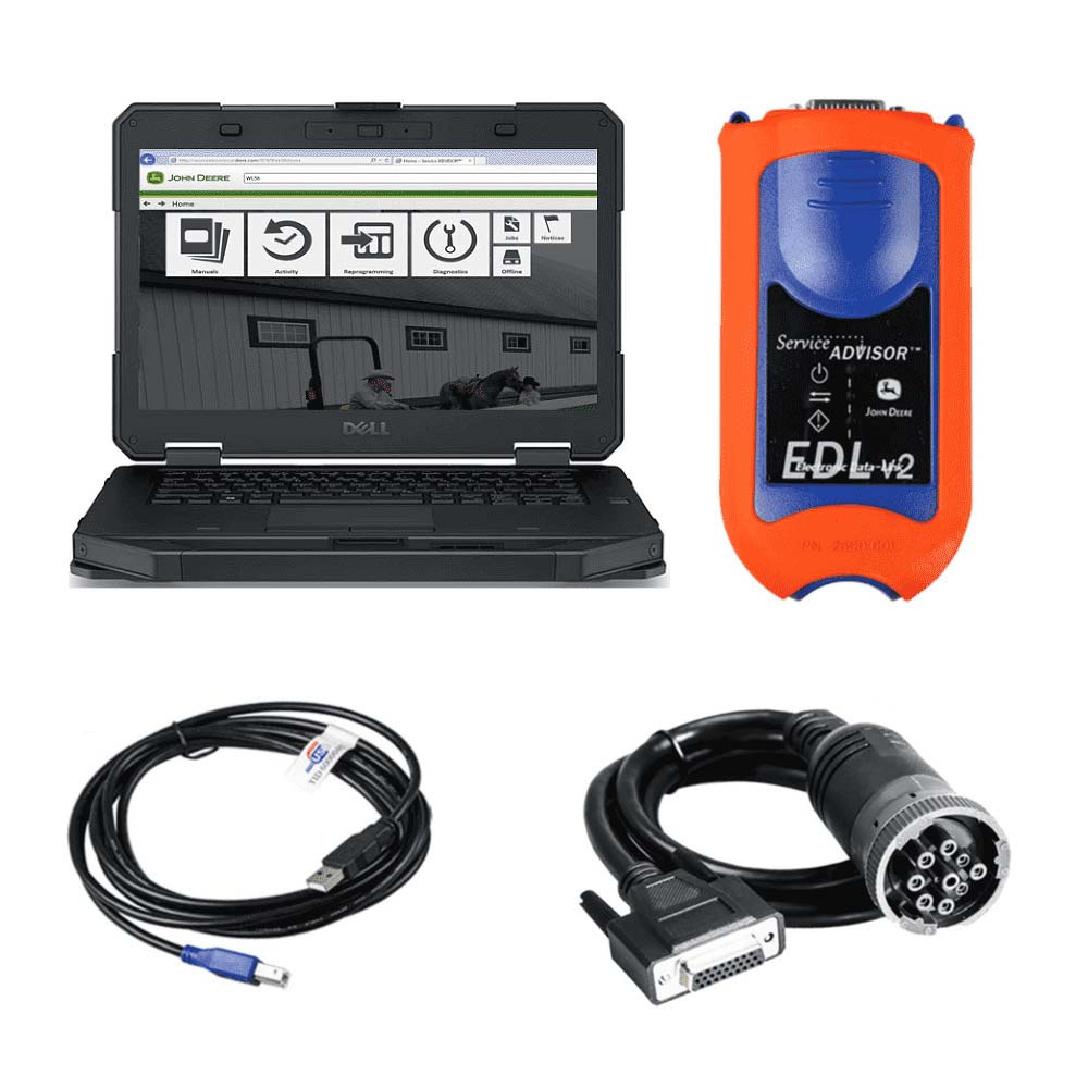 John Deere Service Advisor EDL V2 Electronic Data Link Tractor Diagnostic tool Plus DELL 5414 Laptop