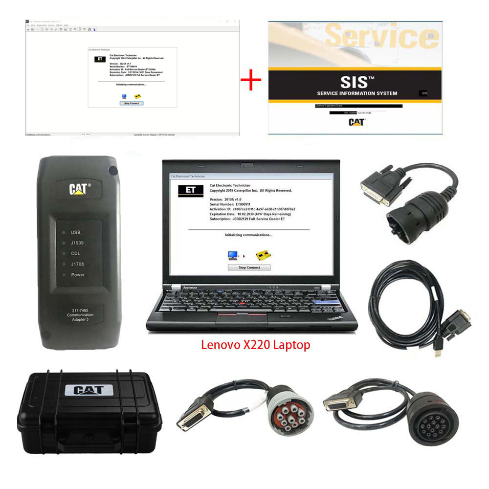 2024C CAT Caterpillar ET Diagnostic Adapter III CAT Diagnostic Tool Plus Laptop with CAT SIS Software(Real Caterpillar ET Adapter 3)